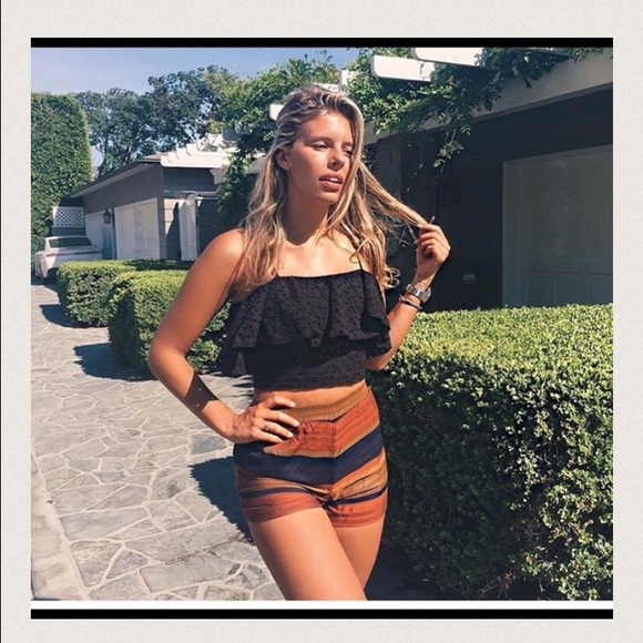 Black ruffle crop top