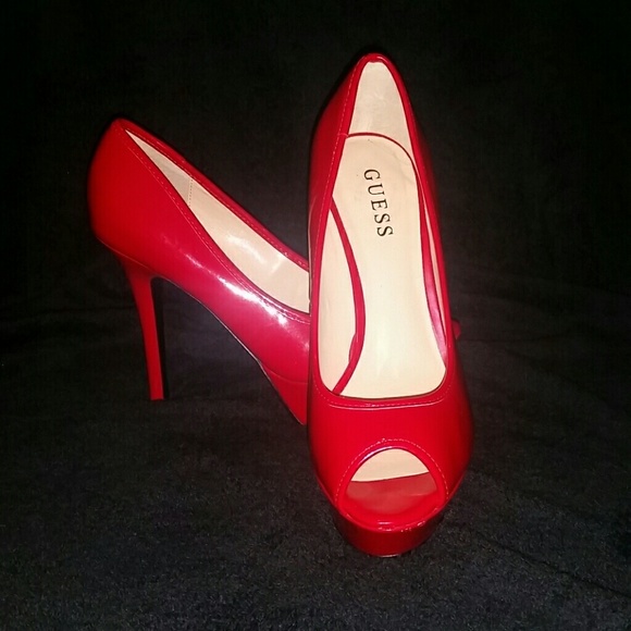 Red Guess Peep Toe heels