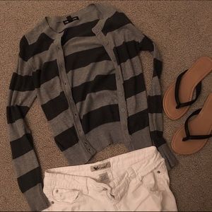Gray striped cardigan