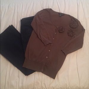 Tracy M. brown cardigan sweater