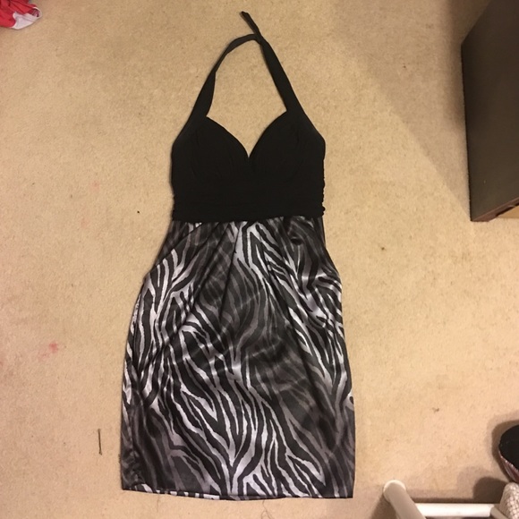 Betsy & Adam Zebra Halter Dress