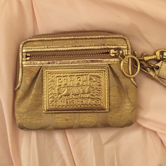 AUTHENTIC Gold Coach Poppy Wristlet!