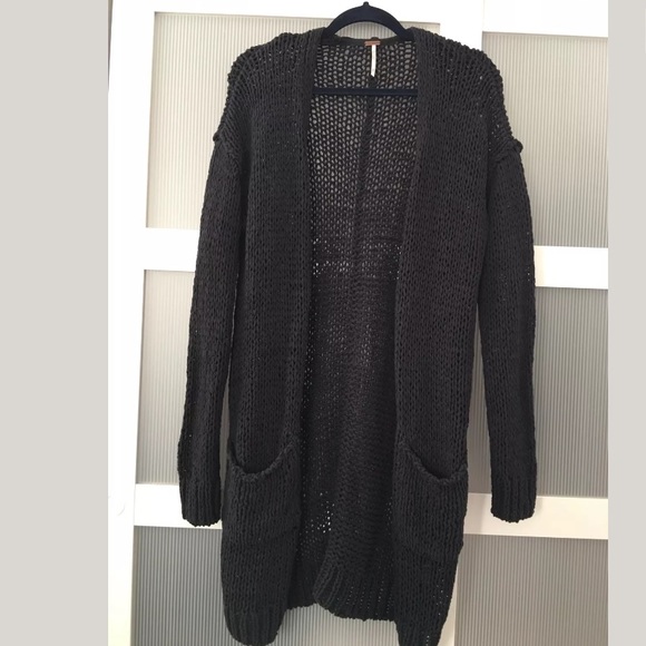 FREE PEOPLE SIMPLY SIENNA OPEN KNIT CARDIGAN BLUE - Picture 3 of 4