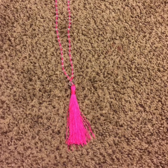 Pink tassel necklace