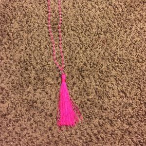 Pink tassel necklace