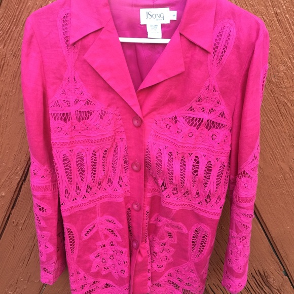 J Song complex cotton jacket with piecework.