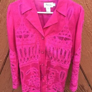 J Song complex cotton jacket with piecework.