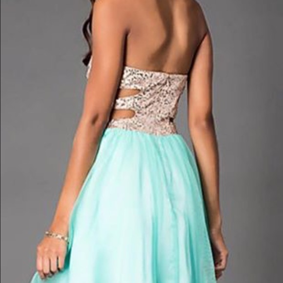 Mint and gold short prom dress size 4 - Picture 2 of 4