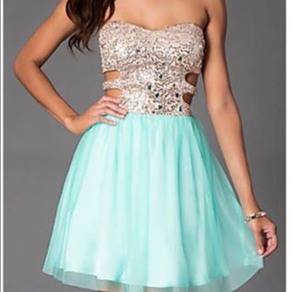 Mint and gold short prom dress size 4 - Picture 4 of 4