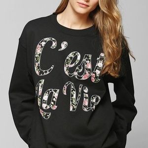 C'est La Vie Floral Letter Sweatshirt