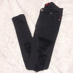 ❌SOLD❌Tripp NYC - skinny jeans w fishnet detail