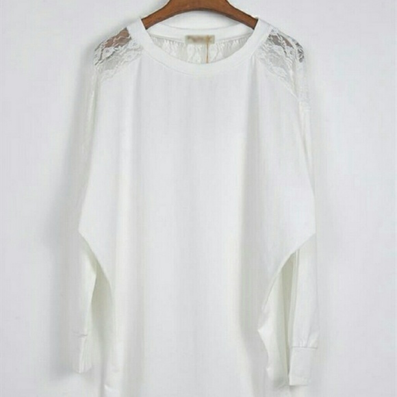 Lace Batwing Long Sleeve T-shirt