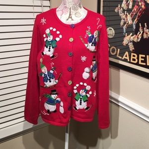 Tiara International snowman Christmas sweater