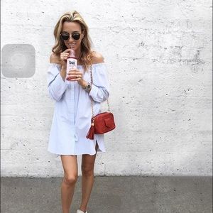 Zara off-shoulder shirt dress