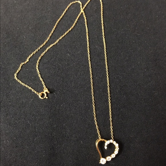 Gold and cubic zirconia heart necklace