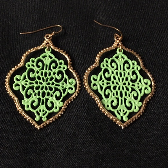 Mint green and gold earrings