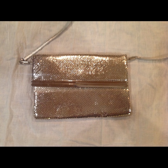 Silver mesh clutch with strap, very nice