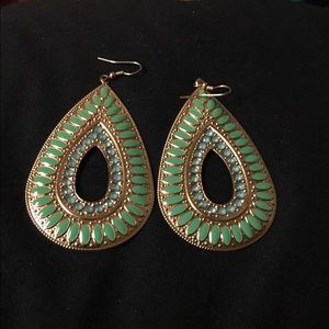 Gold and mint earrings