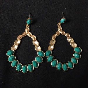 Teal and gold earrings