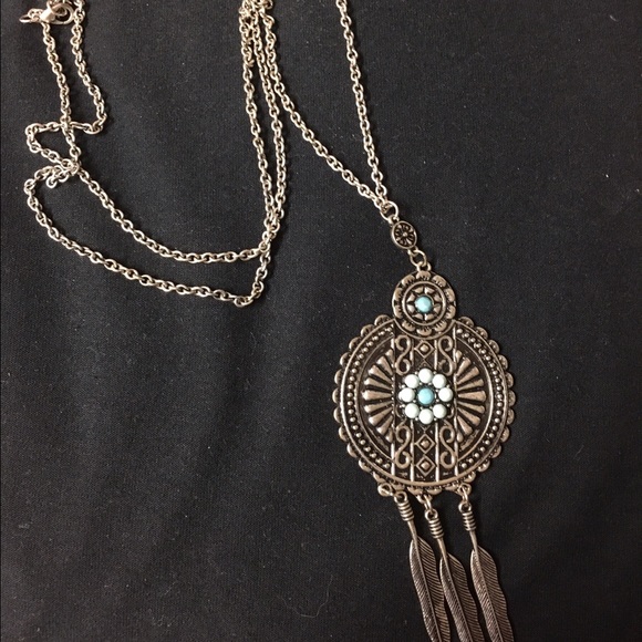 Indian/Aztec silver, blue and turquoise necklace