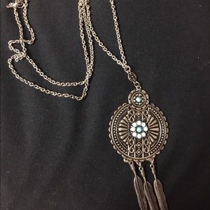 Indian/Aztec silver, blue and turquoise necklace