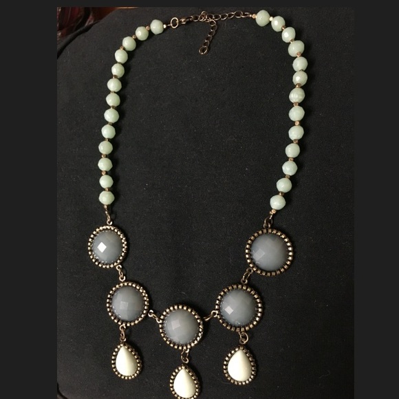 Necklace, brassy, mint, blue