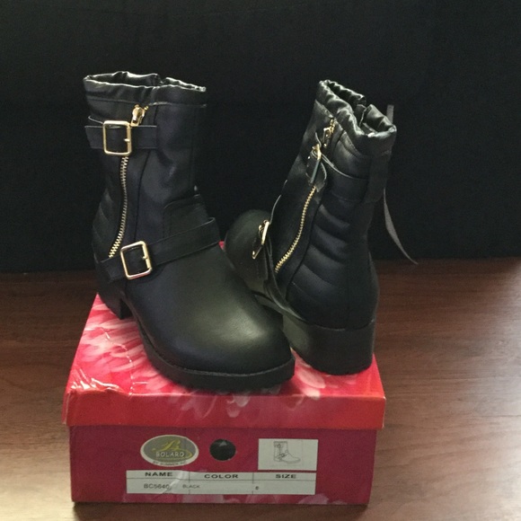 Black biker boots - Picture 3 of 4