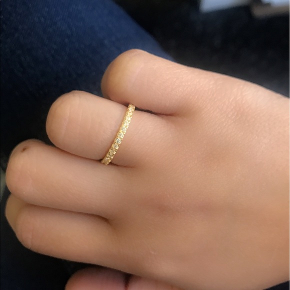 2mm Stackable Sterling Silver CZ Eternity Band - Picture 2 of 5