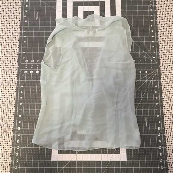 Ann Taylor Blue Sheer Button Down Tank Top - Picture 2 of 5