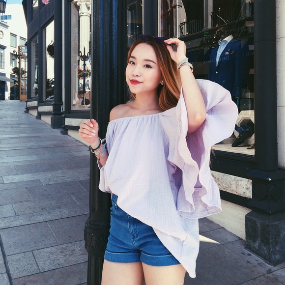 Korean Lavender Off shoulder Blouse