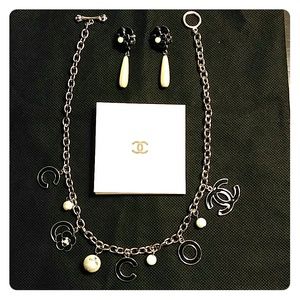 CHANEL logo necklace and earring set