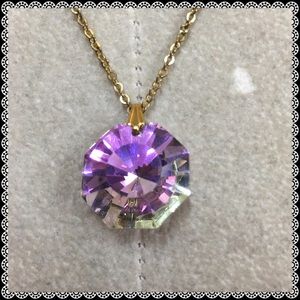 Iridescent charm necklace w/golden chain