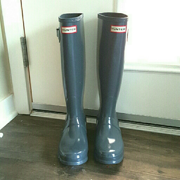 Hunter Shoes - New Hunter Boots Tall Glossy Gray