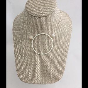 Open 2" Silver Circle. White Moonstone Cubes.