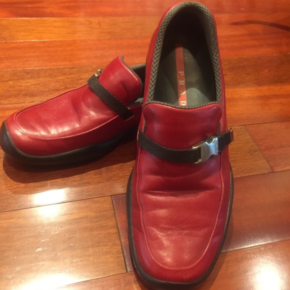 Red Prada loafers