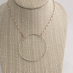 Textured Silver Circle-Rose Gold and Silver Chain