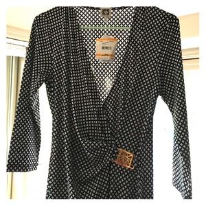 NWT Ann Klein Wrap Dress in B&W