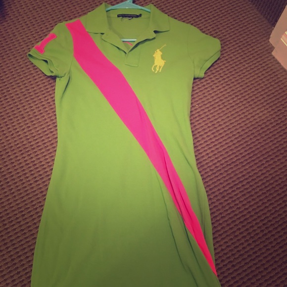 Green/Pink/Yellow Collar Ralph Lauren Sports Dress