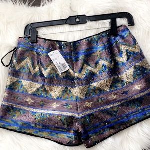 Sequins high waisted shorts.