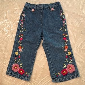 Gymboree pull on denim embroidered jeans. Like new