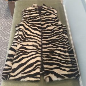 Lafayette 148 zebra print rabbit fur vest
