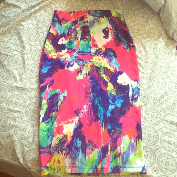 Abstract paint print skirt