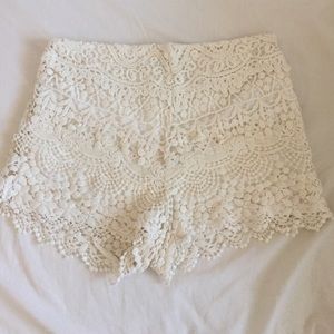 Cream crochet shorts