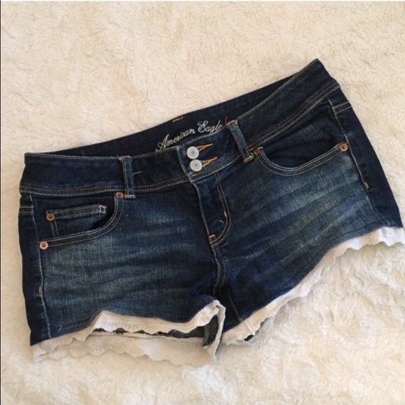 American eagle Denim shorts with lace trim