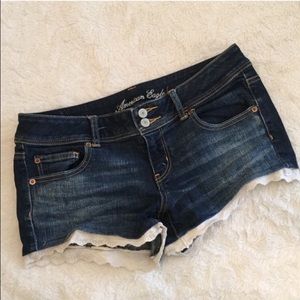American eagle Denim shorts with lace trim