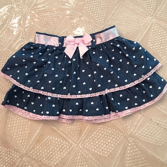 Adorable ruffled denim with knit attach skort