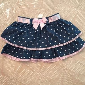 Adorable ruffled denim with knit attach skort