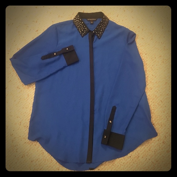 Rock and Republic silk studded blouse