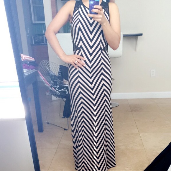 Tan and black striped dress