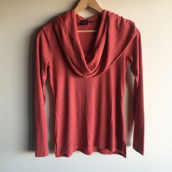 Blue Saks Fifth Avenue hooded cowl top in spice
